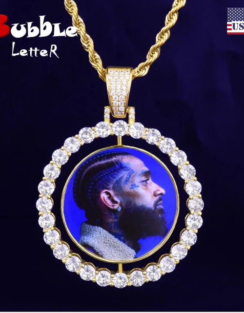 Load image into Gallery viewer, Custom Photo Necklace for Men Rotating Double-Sided Medallions Spinning Pendant Hip Hop Jewelry
