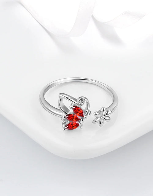 Load image into Gallery viewer, January Birthstone Jewelry Set Red Butterfly Garnet Fine Necklace/Earrings/Ring/Bracelet Sterling Silver Women Xmas Birthday Mother&#39;S Day Gifts
