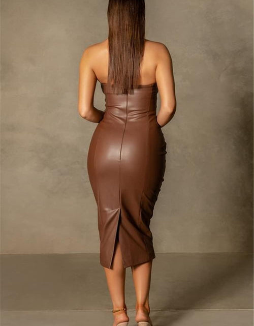 Load image into Gallery viewer, Women Strapless Tube Top Midi Dress off Shoulder Bodycon Party Dress
