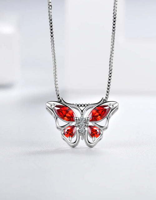 Load image into Gallery viewer, January Birthstone Jewelry Set Red Butterfly Garnet Fine Necklace/Earrings/Ring/Bracelet Sterling Silver Women Xmas Birthday Mother&#39;S Day Gifts
