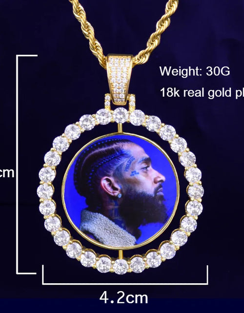 Load image into Gallery viewer, Custom Photo Necklace for Men Rotating Double-Sided Medallions Spinning Pendant Hip Hop Jewelry
