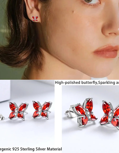 Load image into Gallery viewer, January Birthstone Jewelry Set Red Butterfly Garnet Fine Necklace/Earrings/Ring/Bracelet Sterling Silver Women Xmas Birthday Mother&#39;S Day Gifts
