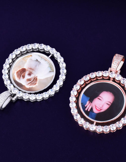Load image into Gallery viewer, Custom Photo Necklace for Men Rotating Double-Sided Medallions Spinning Pendant Hip Hop Jewelry

